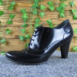 Biala Gala Women's Black Patent Leather‎ Lace Up Heeled Ankle Boots 6 Italy